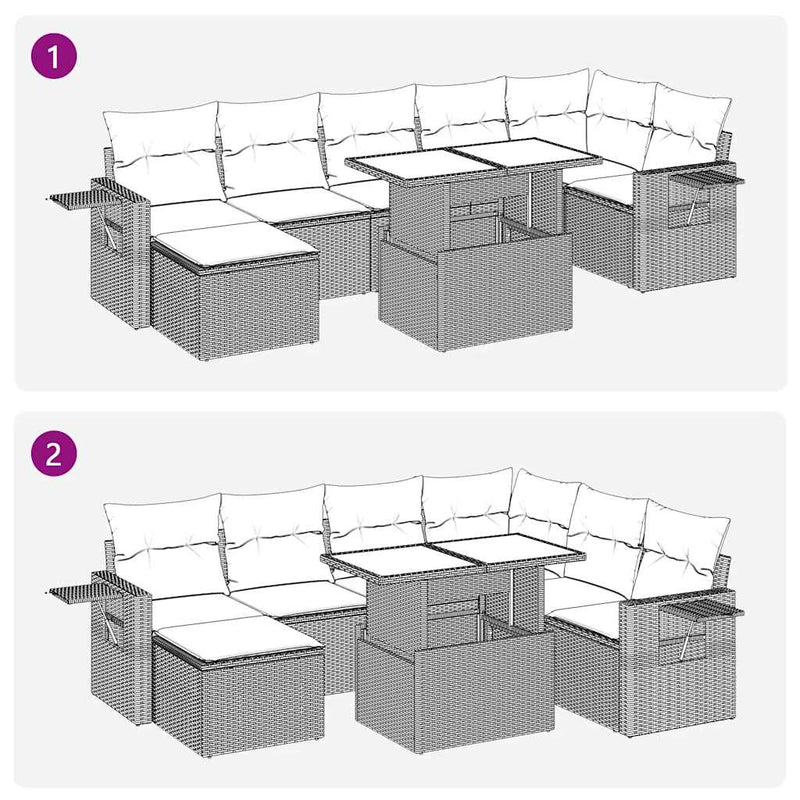 vidaXL 8 Piece Garden Sofa Set with Cushions Black Poly Rattan