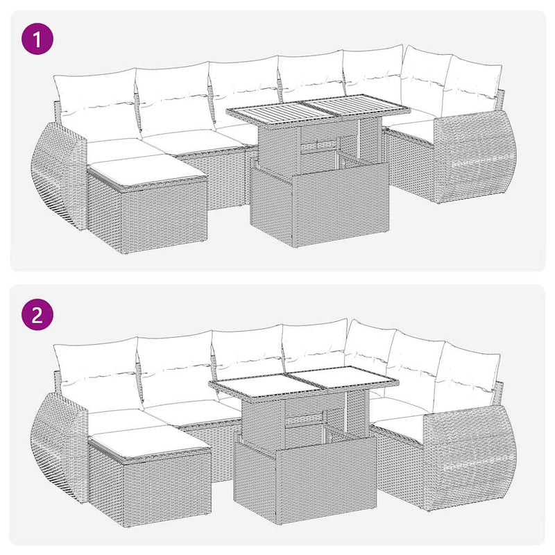 vidaXL 8 Piece Garden Sofa Set with Cushions Grey Poly Rattan