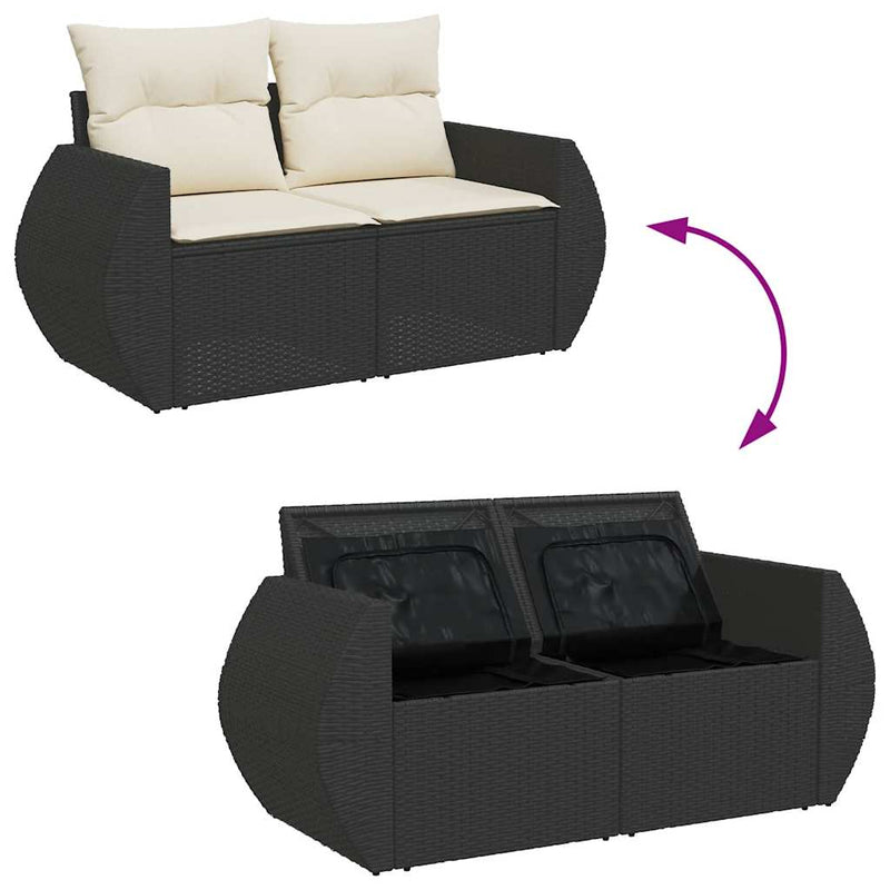 vidaXL 11 Piece Garden Sofa Set with Cushions Black Poly Rattan