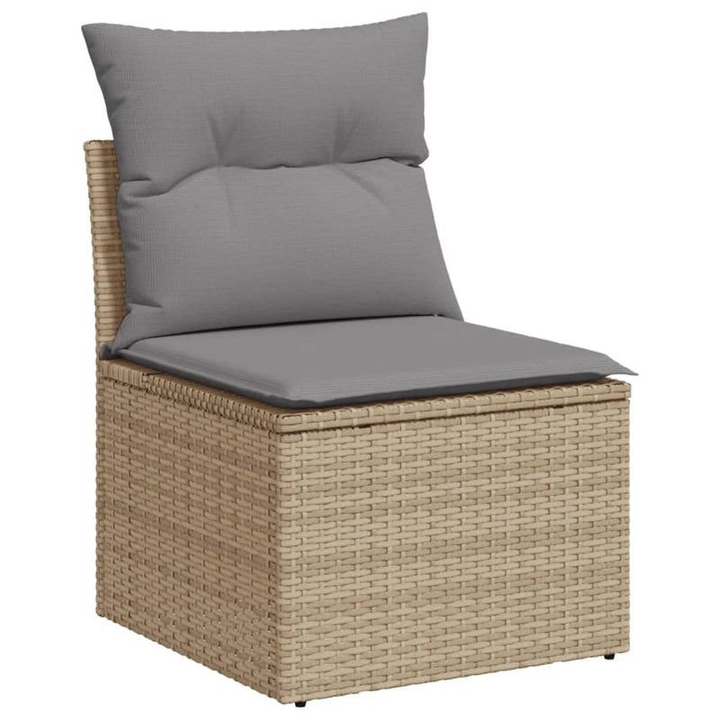 vidaXL 8 Piece Garden Sofa Set with Cushions Beige Poly Rattan