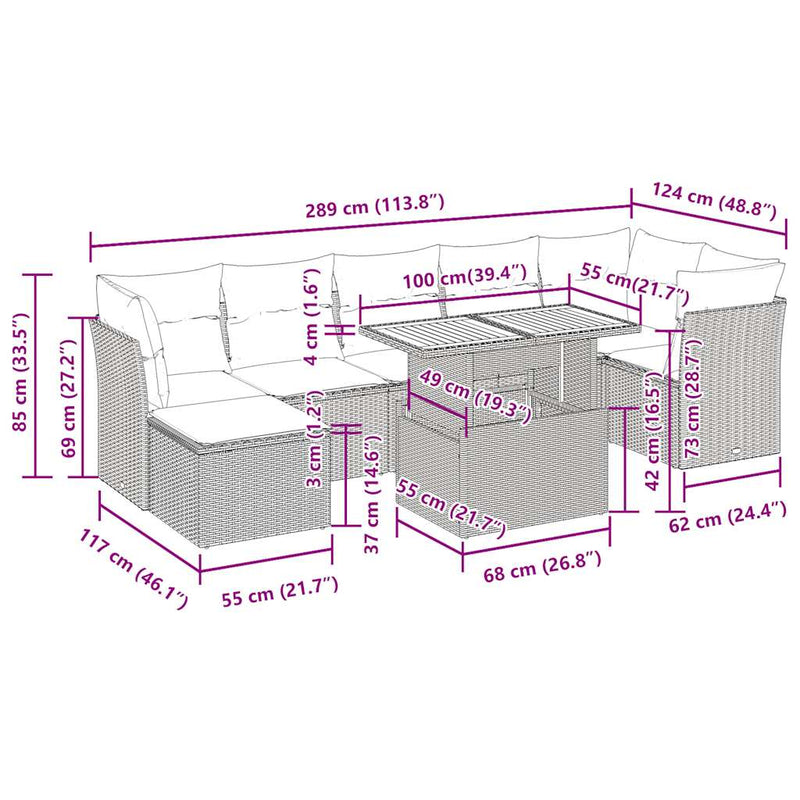 vidaXL 9 Piece Garden Sofa Set with Cushions Black Poly Rattan