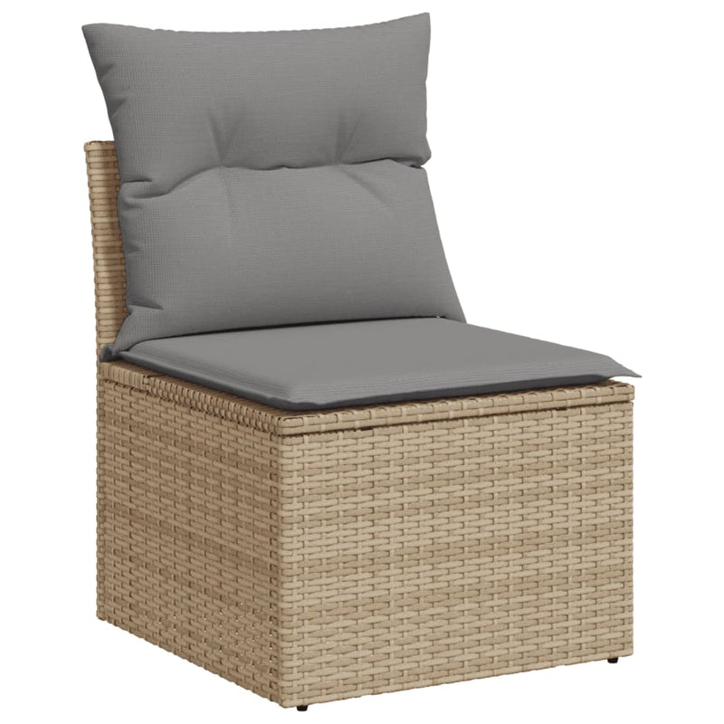 vidaXL 11 Piece Garden Sofa Set with Cushions Beige Poly Rattan