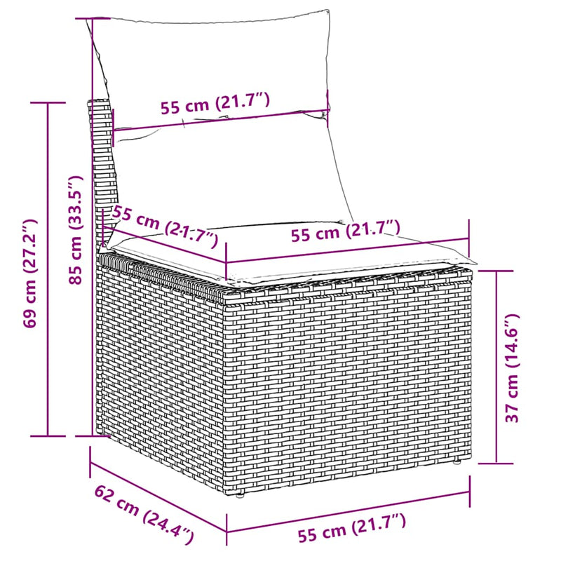 vidaXL 5 Piece Garden Sofa Set with Cushions Grey Poly Rattan