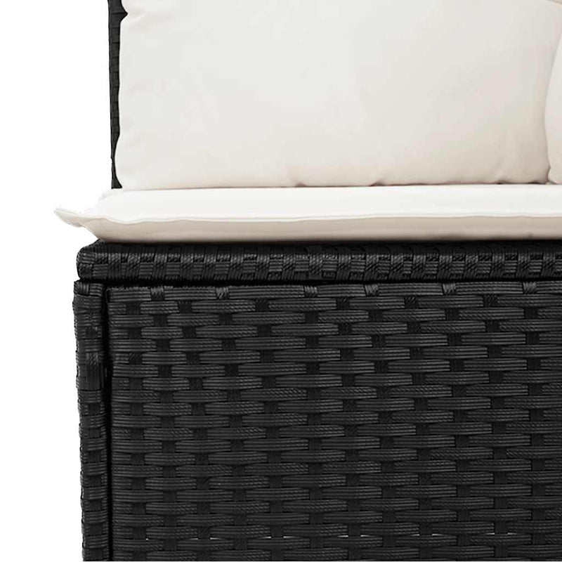 vidaXL 7 Piece Garden Sofa Set with Cushions Black Poly Rattan