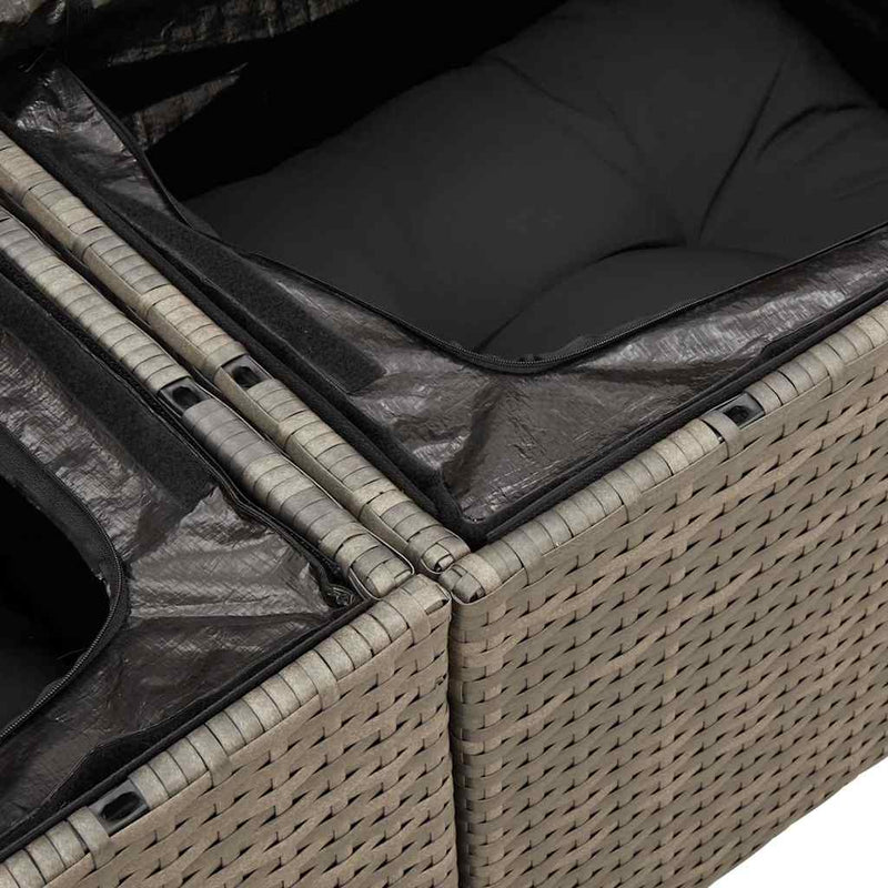 vidaXL 5 Piece Garden Sofa Set with Cushions Grey Poly Rattan