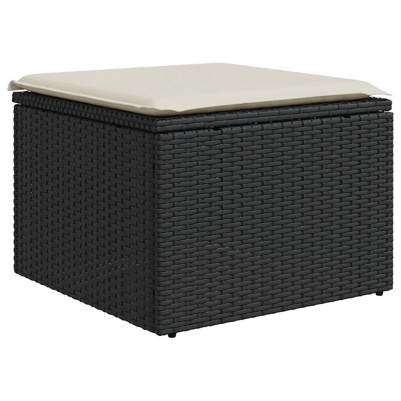 vidaXL 7 Piece Garden Sofa Set with Cushions Black Poly Rattan