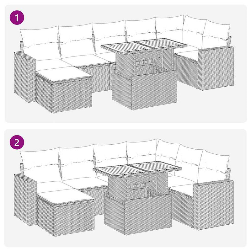 vidaXL 8 Piece Garden Sofa Set with Cushions Grey Poly Rattan