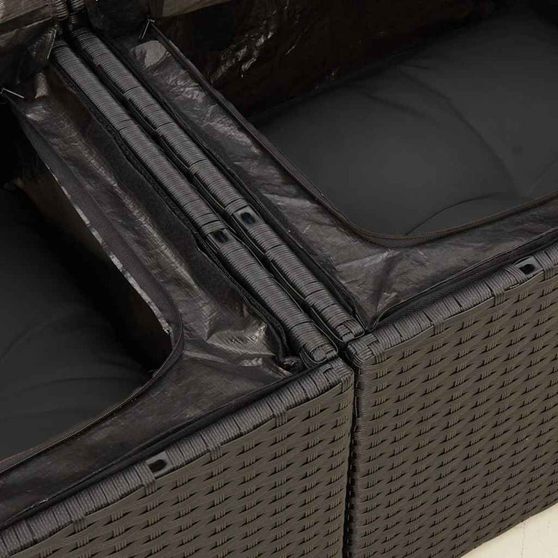 vidaXL 5 Piece Garden Sofa Set with Cushions Black Poly Rattan