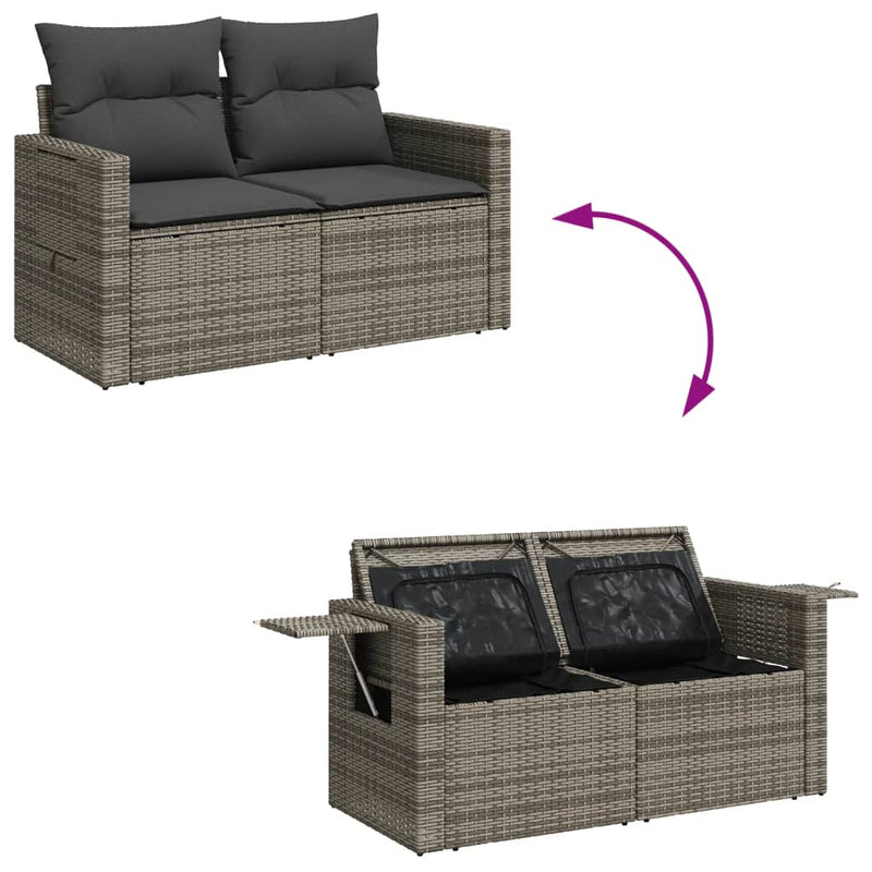 vidaXL 5 Piece Garden Sofa Set with Cushions Grey Poly Rattan
