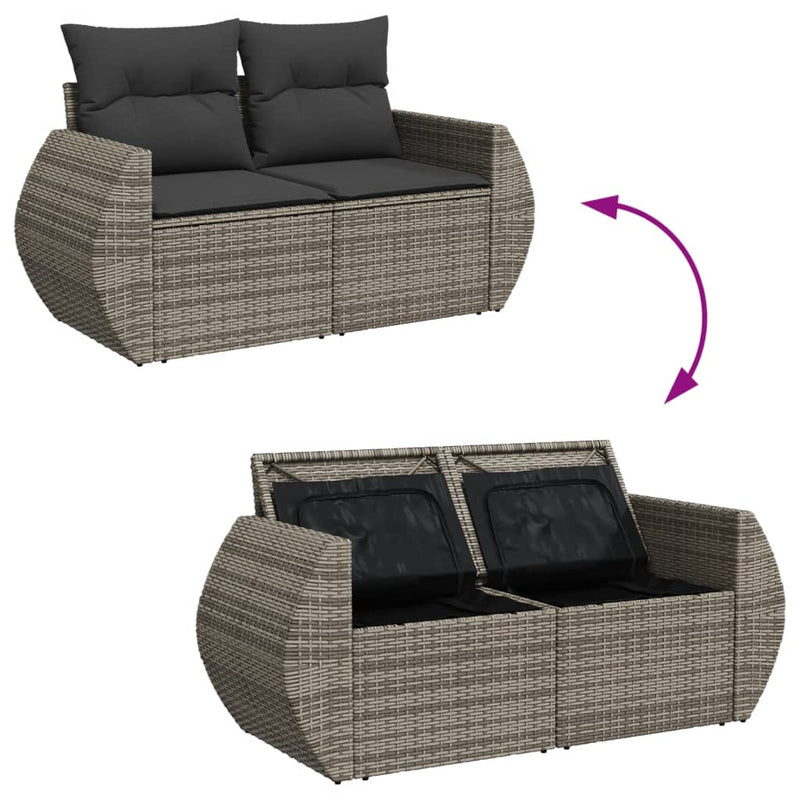 vidaXL 5 Piece Garden Sofa Set with Cushions Grey Poly Rattan