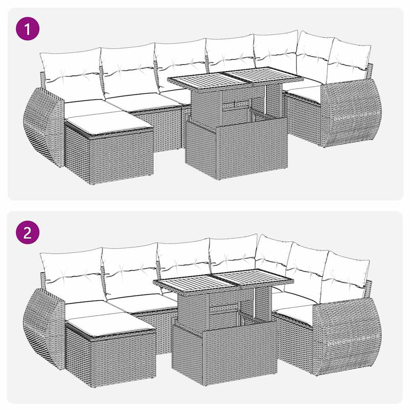 vidaXL 9 Piece Garden Sofa Set with Cushions Grey Poly Rattan