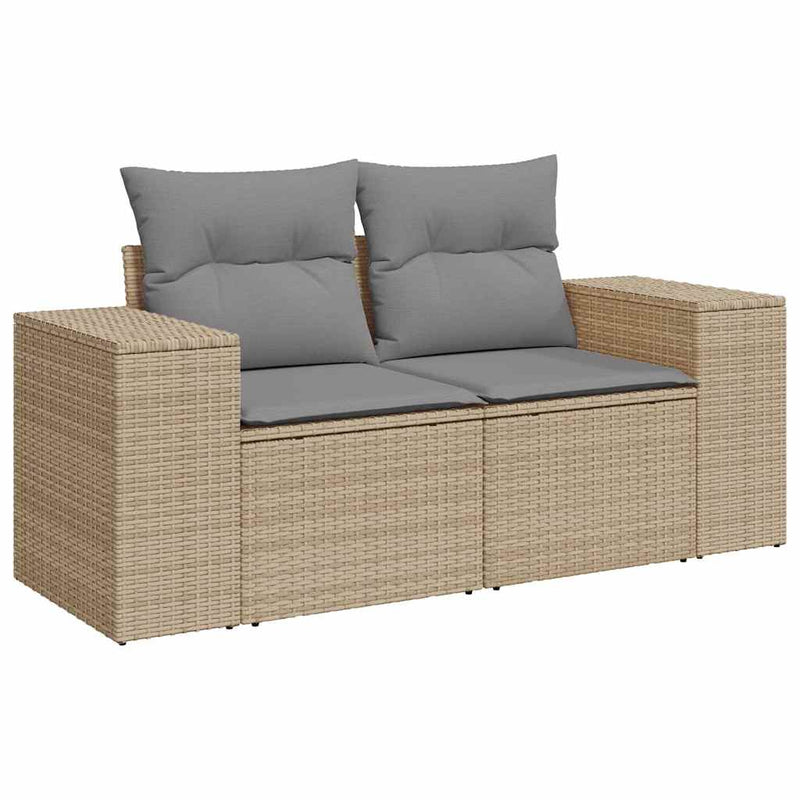 7 Piece Garden Sofa Set with Cushions Grey Poly Rattan