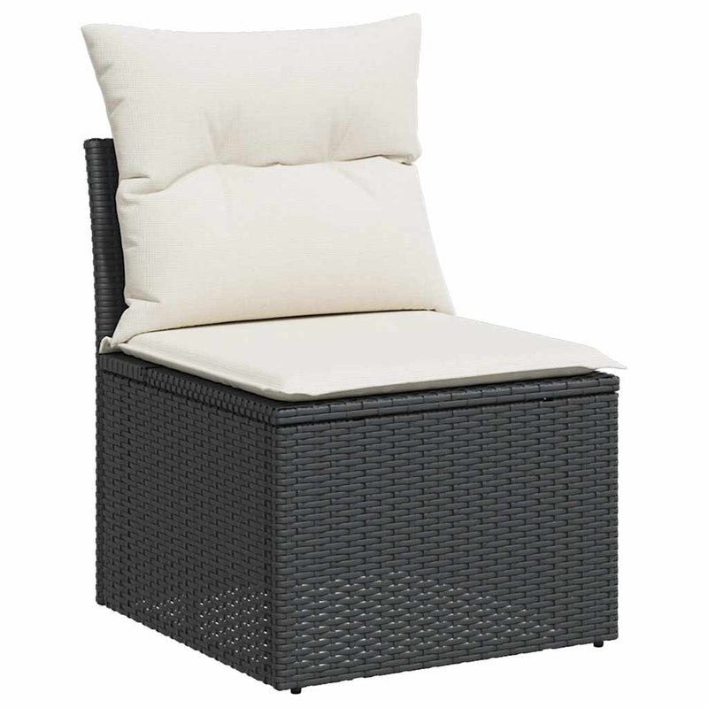 vidaXL 7 Piece Garden Sofa Set with Cushions Black Poly Rattan