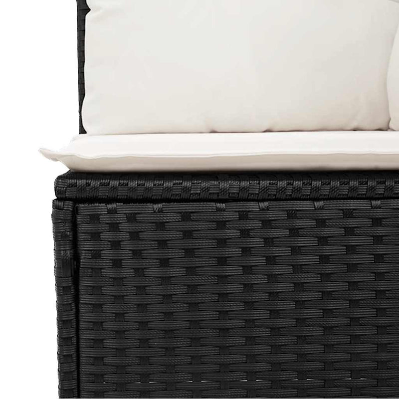 vidaXL 7 Piece Garden Sofa Set with Cushions Black Poly Rattan
