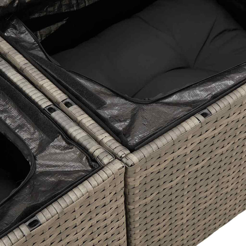 vidaXL 6 Piece Garden Sofa Set with Cushions Grey Poly Rattan Acacia