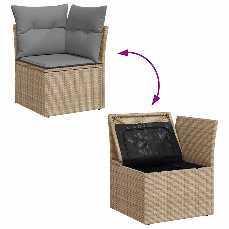 vidaXL 6 Piece Garden Sofa Set with Cushions Beige Poly Rattan Acacia
