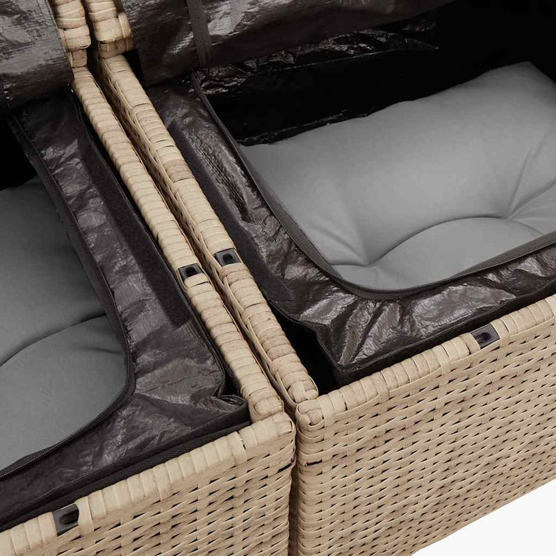 vidaXL 6 Piece Garden Sofa Set with Cushions Beige Poly Rattan Acacia
