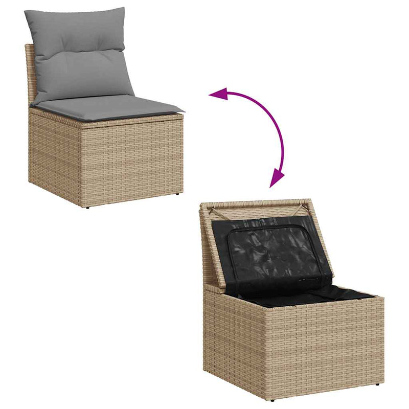 vidaXL 10 Piece Garden Sofa Set with Cushions Beige Poly Rattan Acacia