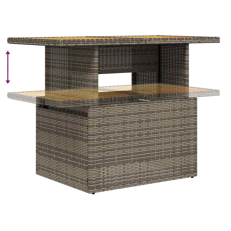 vidaXL 10 Piece Garden Sofa Set with Cushions Grey Poly Rattan Acacia
