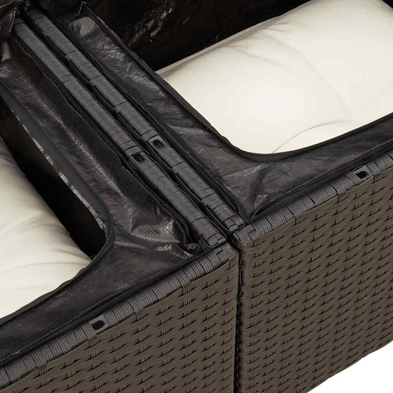 vidaXL 7 Piece Garden Sofa Set with Cushions Black Poly Rattan Acacia