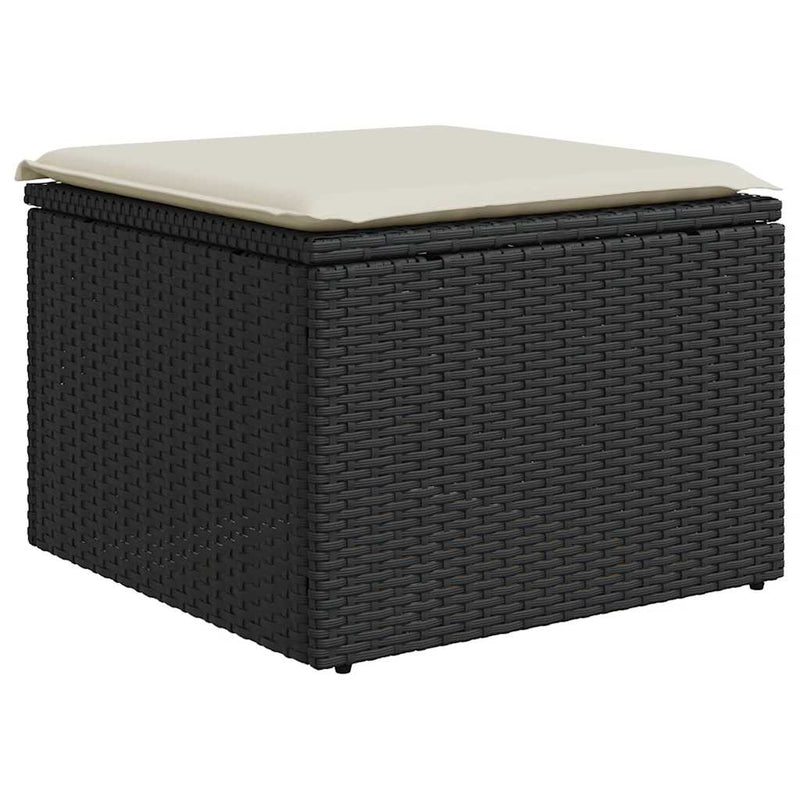 vidaXL 6 Piece Garden Sofa Set with Cushions Black Poly Rattan Acacia