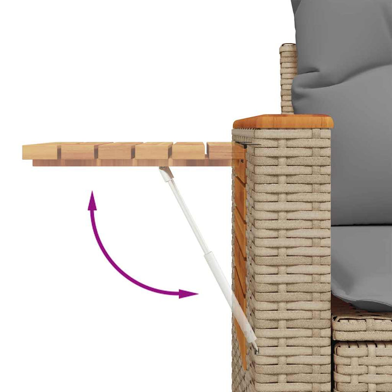 vidaXL 4 Piece Garden Sofa Set with Cushions Beige Poly Rattan Acacia