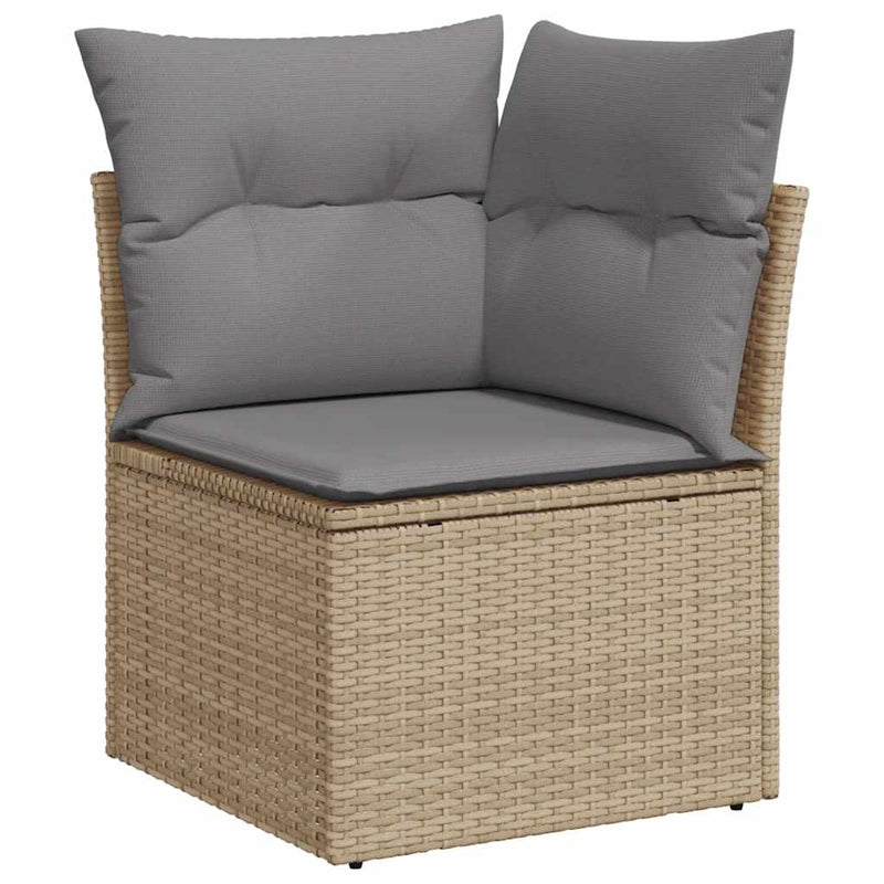 vidaXL 4 Piece Garden Sofa Set with Cushions Beige Poly Rattan Acacia