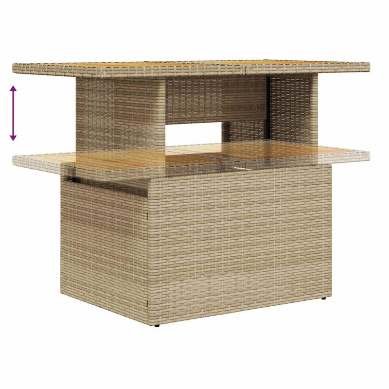 vidaXL 4 Piece Garden Sofa Set with Cushions Beige Poly Rattan Acacia