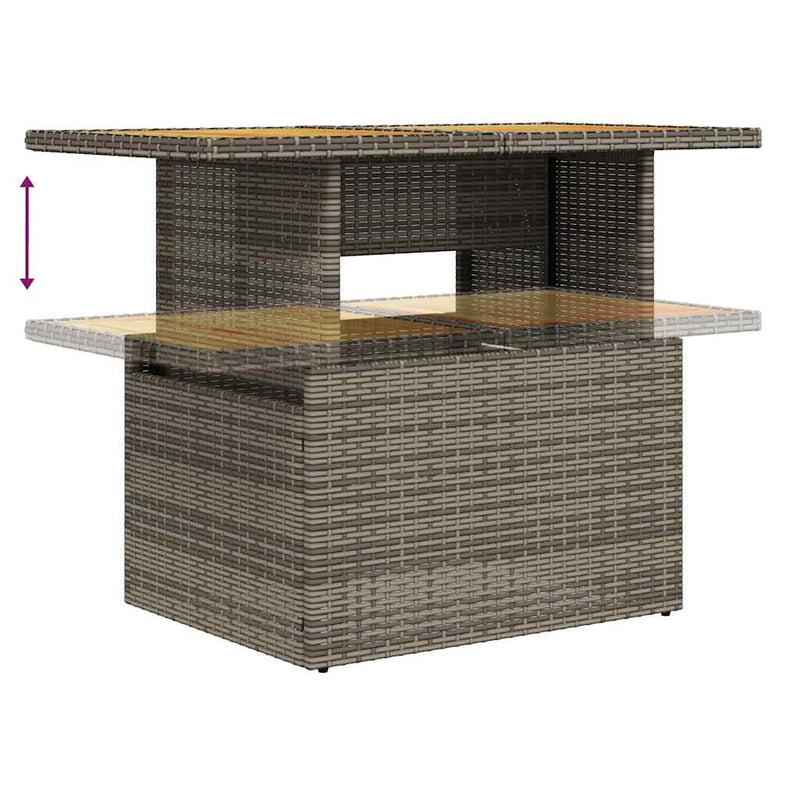 vidaXL 10 Piece Garden Sofa Set with Cushions Grey Poly Rattan Acacia