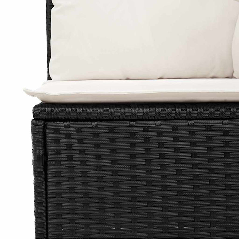 vidaXL 10 Piece Garden Sofa Set with Cushions Black Poly Rattan Acacia