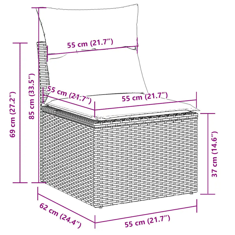 7 Piece Garden Sofa Set with Cushions Grey Poly Rattan Acacia