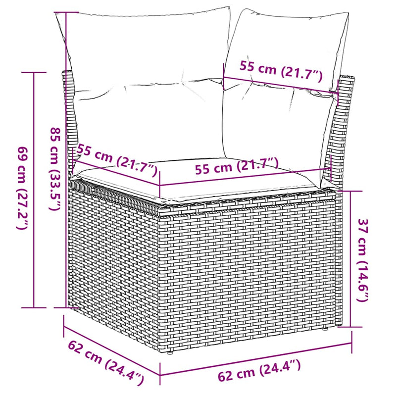 vidaXL 7 Piece Garden Sofa Set with Cushions Black Poly Rattan