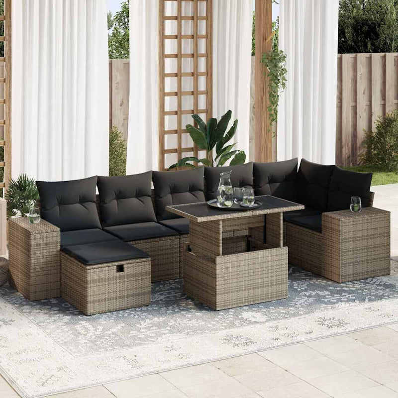 vidaXL 5 Piece Garden Sofa Set with Cushions Grey Poly Rattan