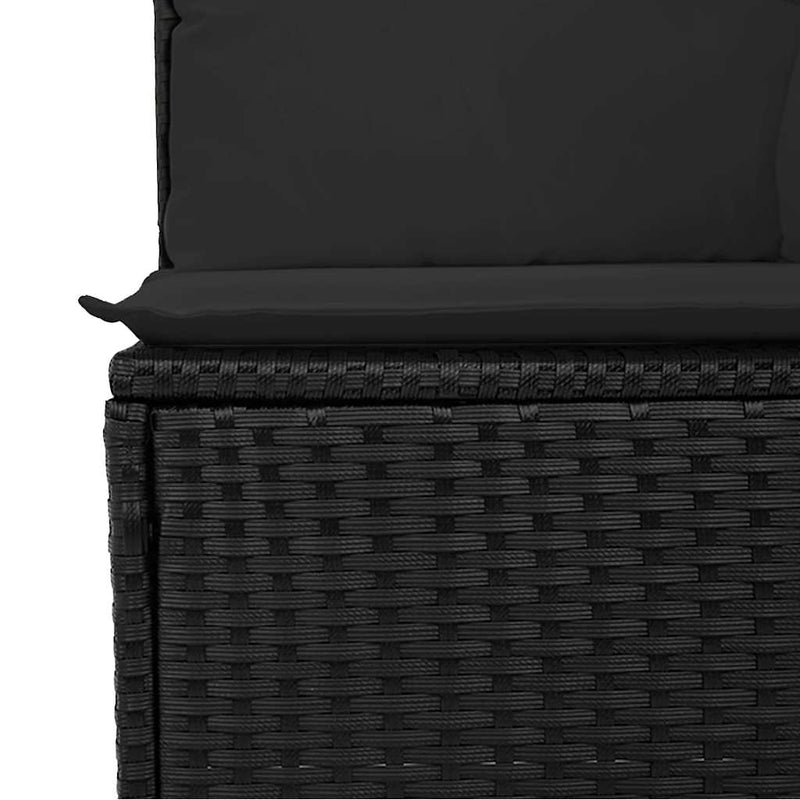 vidaXL 7 Piece Garden Sofa Set with Cushions Black Poly Rattan Acacia