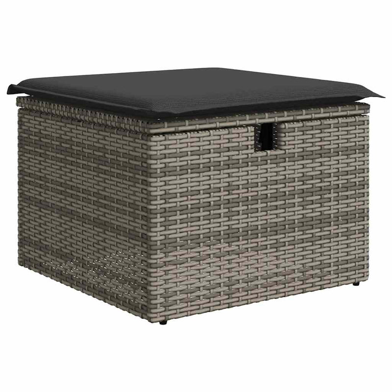 vidaXL 9 Piece Garden Sofa Set with Cushions Grey Poly Rattan Acacia