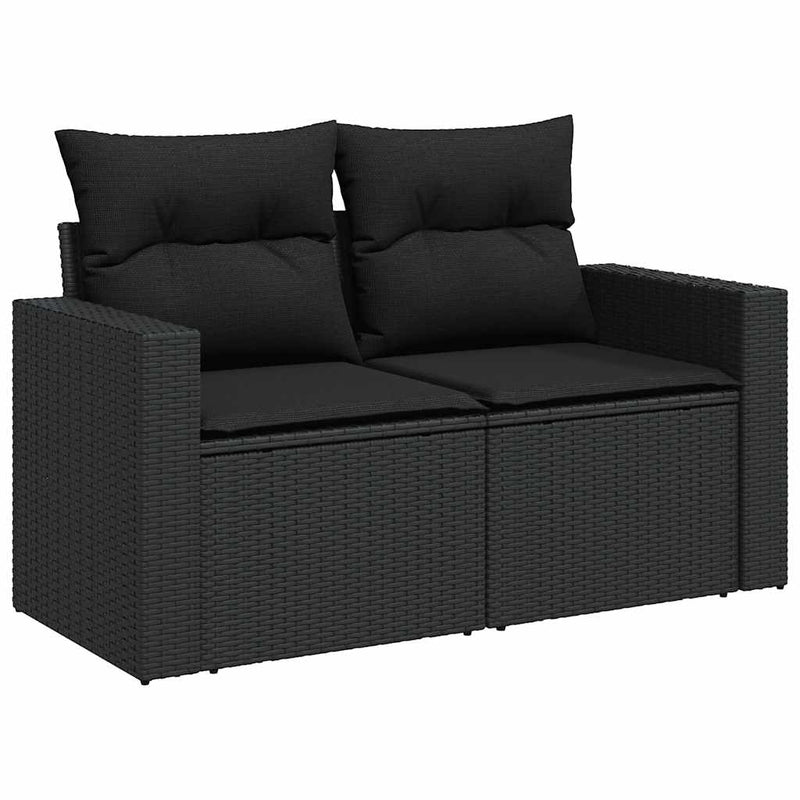 vidaXL 6 Piece Garden Sofa Set with Cushions Black Poly Rattan Acacia
