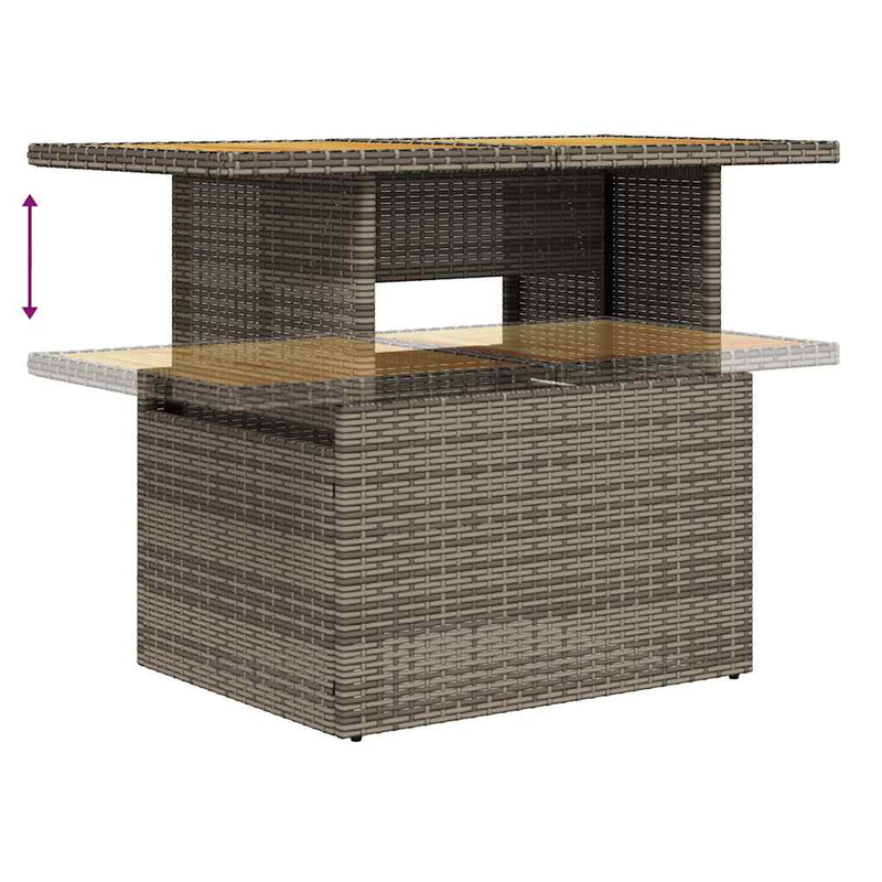 vidaXL 6 Piece Garden Sofa Set with Cushions Grey Poly Rattan Acacia