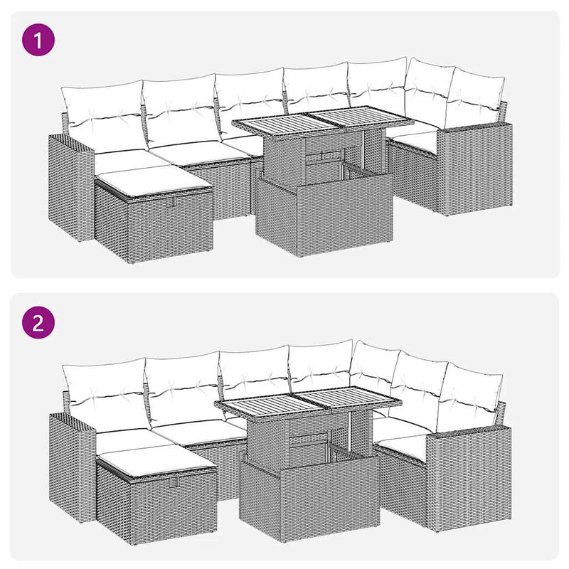 vidaXL 5 Piece Garden Sofa Set with Cushions Grey Poly Rattan Acacia