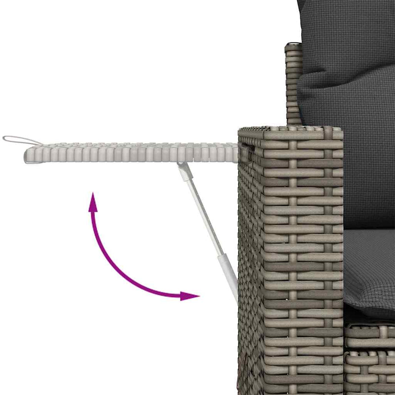 vidaXL 9 Piece Garden Sofa Set with Cushions Grey Poly Rattan Acacia