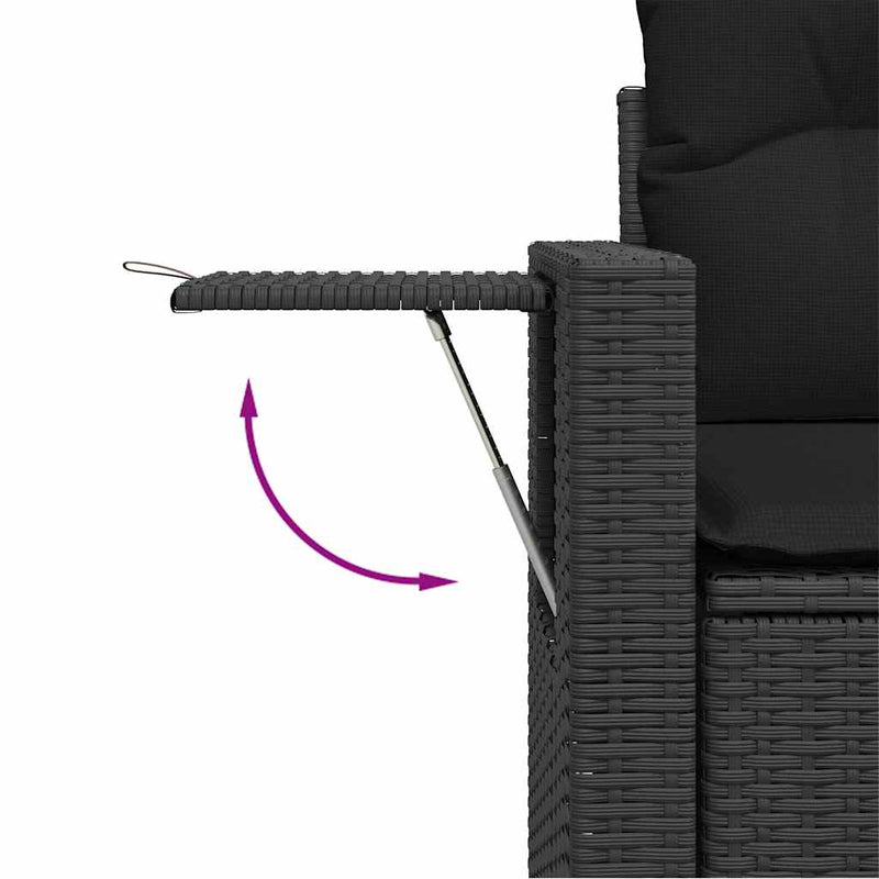 vidaXL 6 Piece Garden Sofa Set with Cushions Black Poly Rattan Acacia
