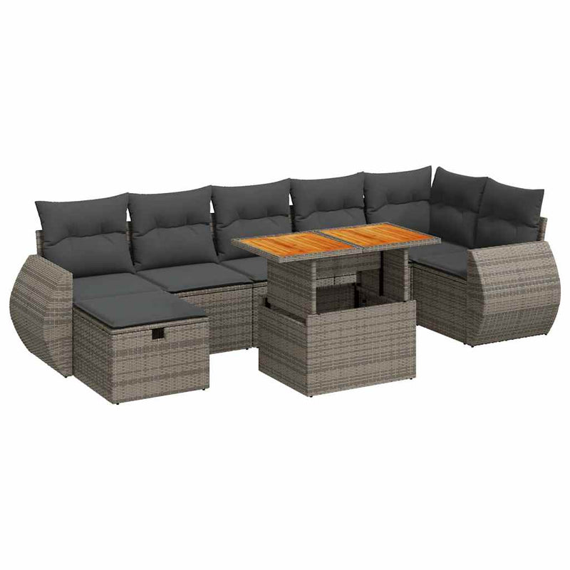 vidaXL 5 Piece Garden Sofa Set with Cushions Grey Poly Rattan Acacia