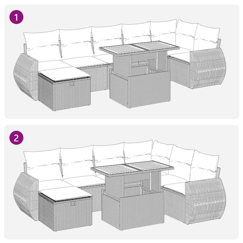 vidaXL 5 Piece Garden Sofa Set with Cushions Grey Poly Rattan Acacia