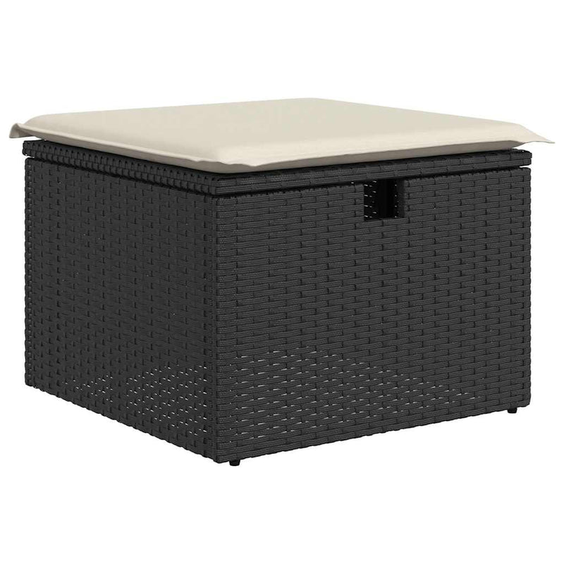 vidaXL 9 Piece Garden Sofa Set with Cushions Black Poly Rattan Acacia