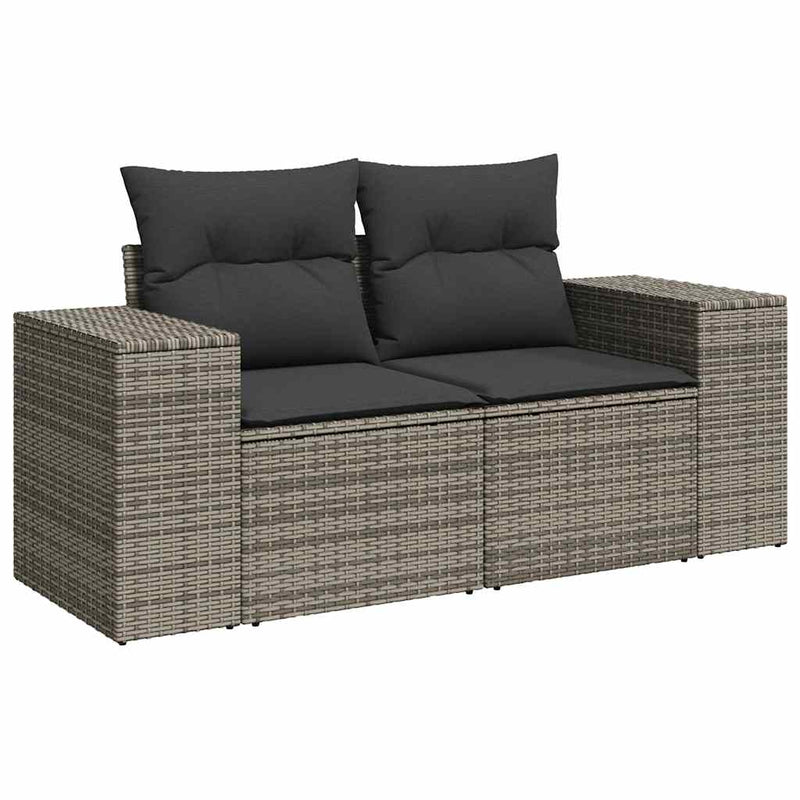 vidaXL 8 Piece Garden Sofa Set with Cushions Grey Poly Rattan Acacia