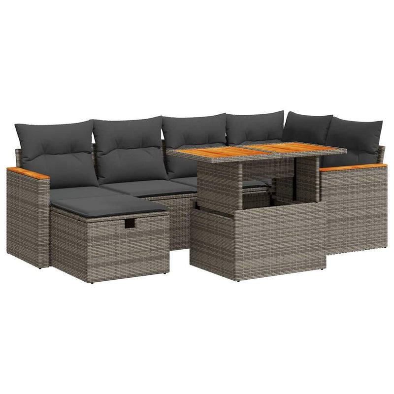 vidaXL 8 Piece Garden Sofa Set with Cushions Grey Poly Rattan