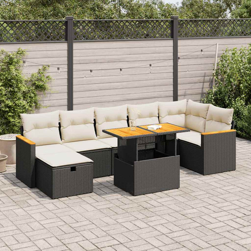 vidaXL 5 Piece Garden Sofa Set with Cushions Black Poly Rattan