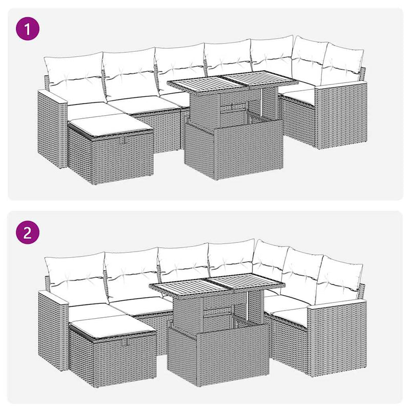 vidaXL 5 Piece Garden Sofa Set with Cushions Grey Poly Rattan