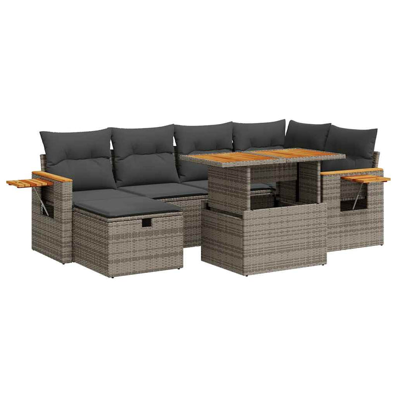 vidaXL 8 Piece Garden Sofa Set with Cushions Grey Poly Rattan