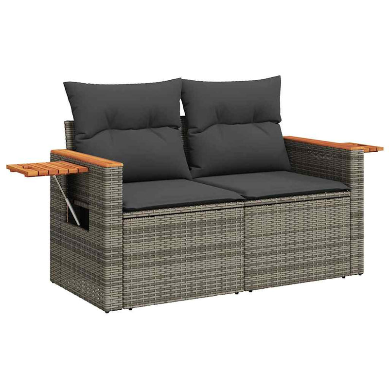 vidaXL 5 Piece Garden Sofa Set with Cushions Grey Poly Rattan