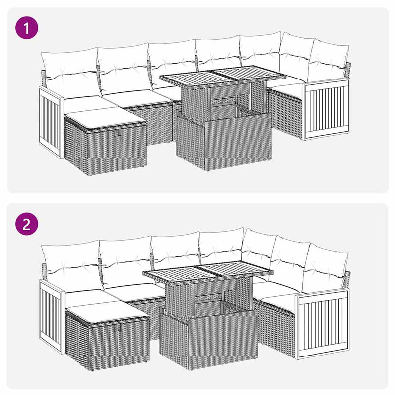 vidaXL 5 Piece Garden Sofa Set with Cushions Grey Poly Rattan